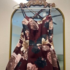 Windsor Maroon Floral Ballgown Dress